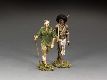 Image of "On The Kokoda Trail"--Korean War Australian Digger figure and Papuan tribesman figure