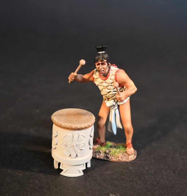 Aztec Drummer with Grass Base and Drum, The Aztec Empire, The Conquest of America--single figure and drum #1