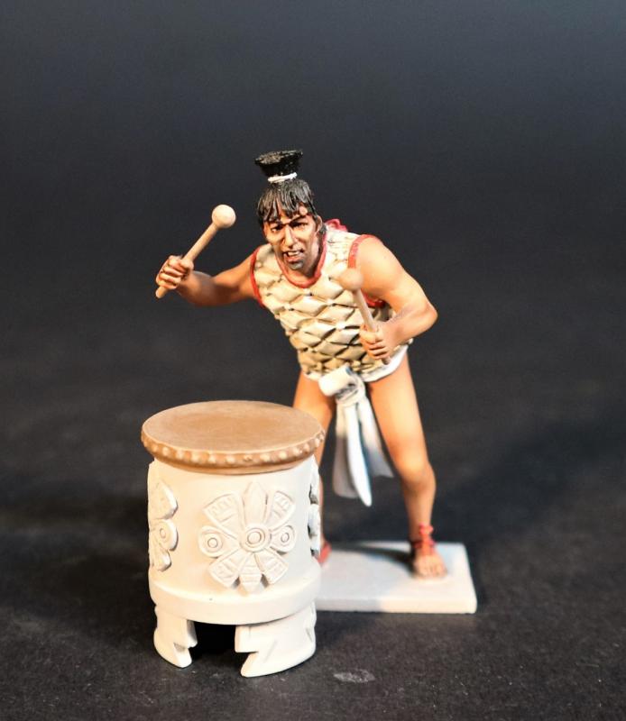 Aztec Drummer with Plain Base and Drum, The Aztec Empire, The Conquest of America--single figure and drum #1