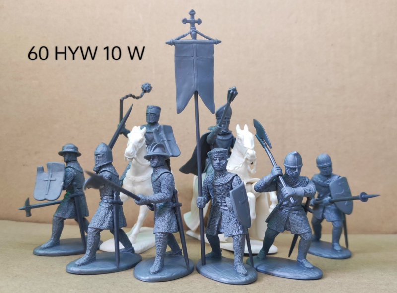 Military Order Command in Chainmail (Steel)--2 mounted figures and 6 dismounted Men-at-Arms figures #1