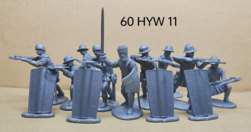 Mercenary Crossbowmen (White Steel color)--9 model soldiers comprising of 1 officer and 8 crossbowmen #1