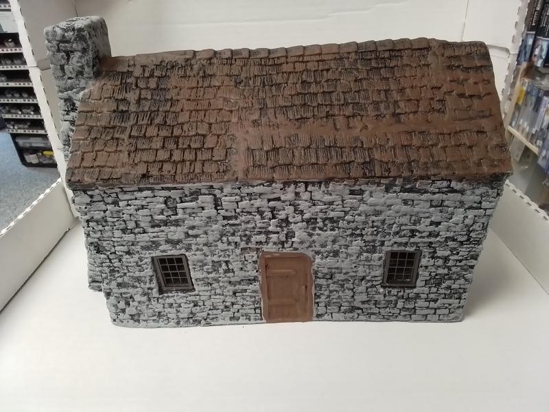 Stone Building 18th Century (fully painted)- Approx 12 x 8 x 6.5 inches.  #1