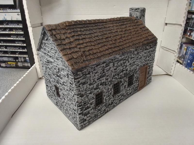 Stone Building 18th Century (fully painted)- Approx 12 x 8 x 6.5 inches.  #2