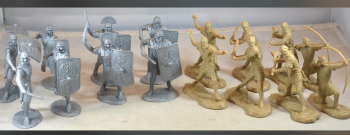 Image of Romans and Barbarians Add-On Set--16 figures in 8 poses (SILVER Romans and tan Barbarians)
