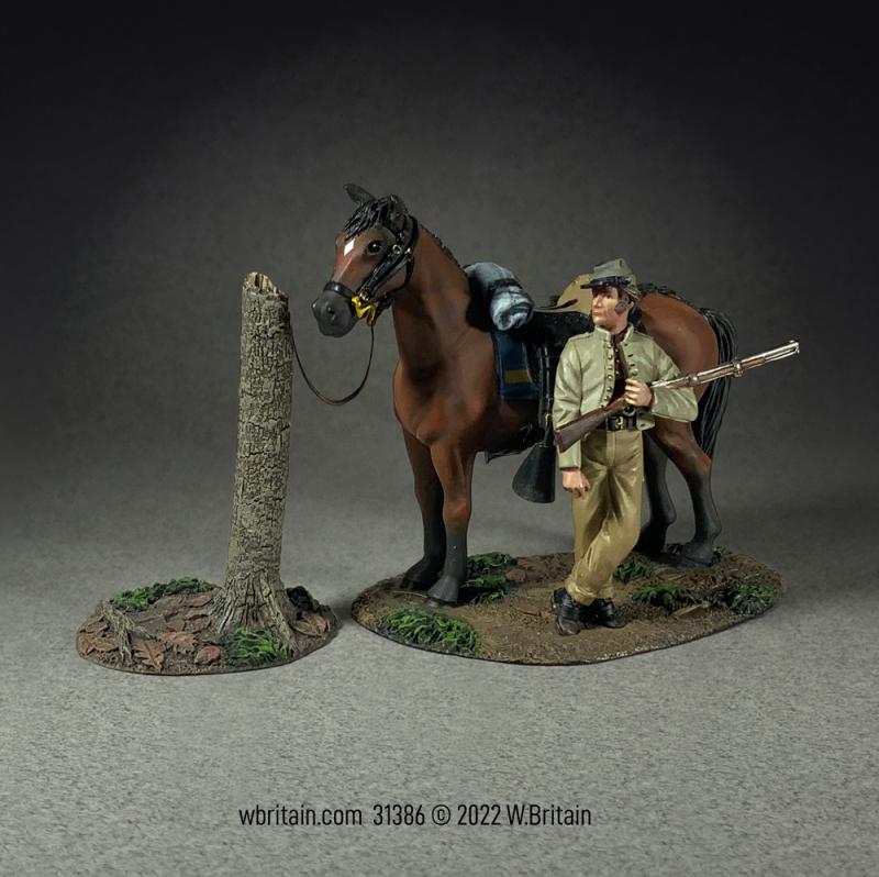 Dismounted Confederate Cavalryman Resting with Mount--two figures #1