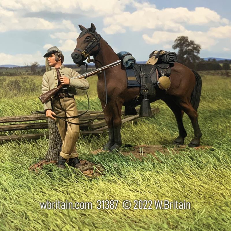 Dismounted Confederate Cavalryman Resting with Mount--two figures #3