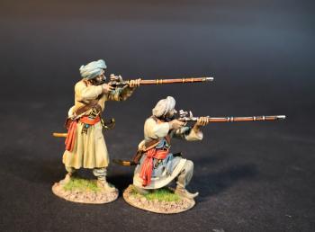 Image of Two Maratha Arab Mercenaries (standing firing, kneeling firing), Maratha Infantry, The Maratha Empire, Wellington in India, The Battle of Assaye, 1803--two figures--RETIRED -- LAST ONE!