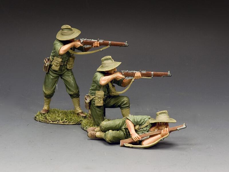 The Kokoda Rifle Section--three Korean War Australian Digger figures #1