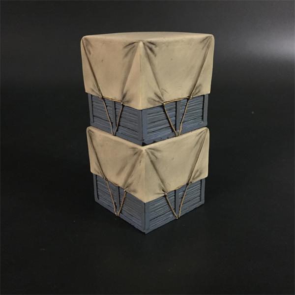 Gray Wooden Boxes Covered with Canvas--two boxes (4cm x 4cm x 4cm) #4