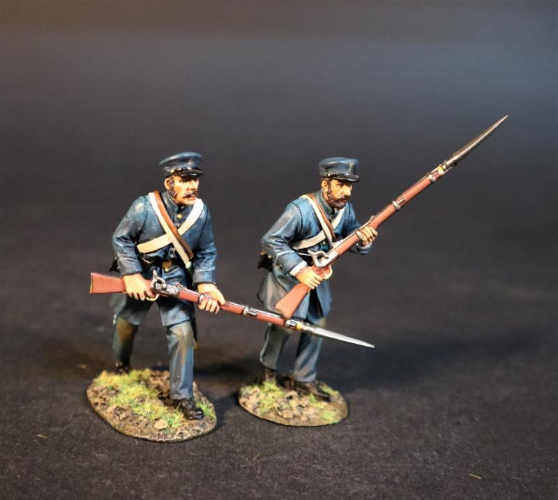 Two Infantry Advancing (musket pointed down, musket at the ready), Company E, The Emerald Guard, 33rd Virginia Regiment, The Army of the Shenandoah First Brigade, The First Battle of Manassas, 1861, ACW, 1861-1865--two figures #1