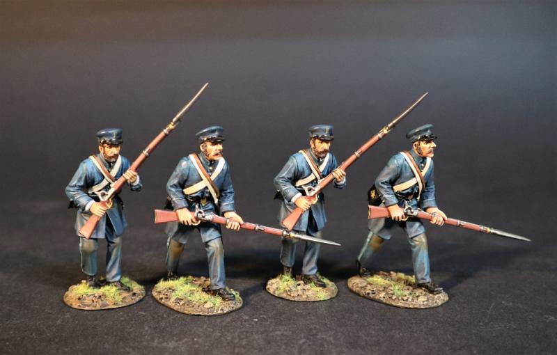 Four Infantry Advancing (musket pointed down, musket at the ready), Company E, The Emerald Guard, 33rd Virginia Regiment, The Army of the Shenandoah First Brigade, The First Battle of Manassas, 1861, ACW, 1861-1865--four figures #1