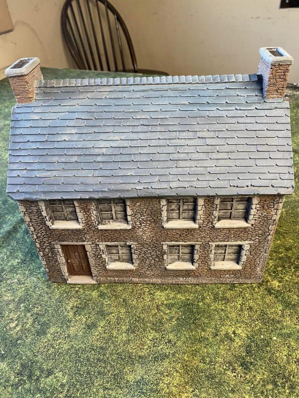 Stone House with Slate Roof--painted Brown stone--11.5 in. x 8.0 in. x 10.5 in.--AWAITING RESTOCK. #1