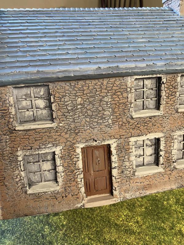 Stone House with Slate Roof--painted Brown stone--11.5 in. x 8.0 in. x 10.5 in. - ONE available!  #3