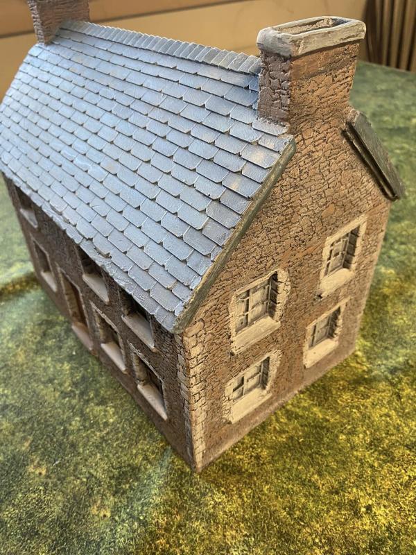 Stone House with Slate Roof--painted Brown stone--11.5 in. x 8.0 in. x 10.5 in.--AWAITING RESTOCK. #4