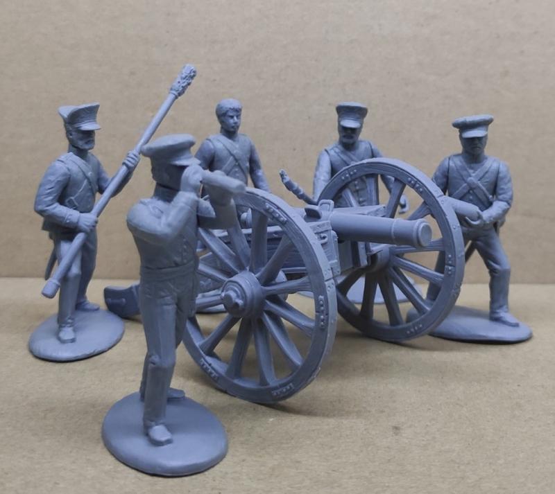 Texian Artillery (1836)-- 1 officer, 8 gunners, and 2 field gun models #1