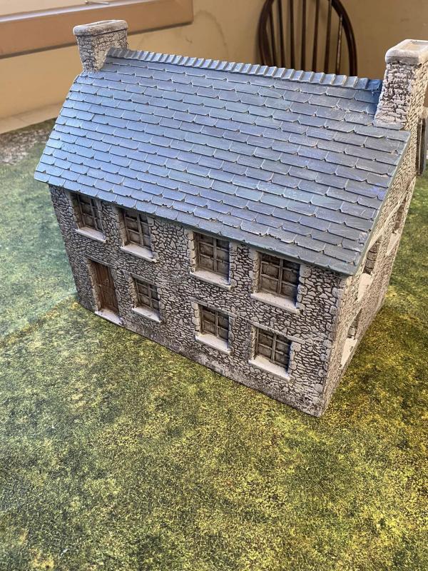 Stone House with Slate Roof--painted Brown stone--11.5 in. x 8.0 in. x 10.5 in.--AWAITING RESTOCK. #1