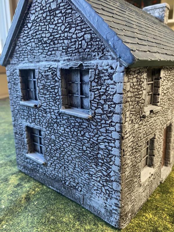 Stone House with Slate Roof--painted Brown stone--11.5 in. x 8.0 in. x 10.5 in.--AWAITING RESTOCK. #3