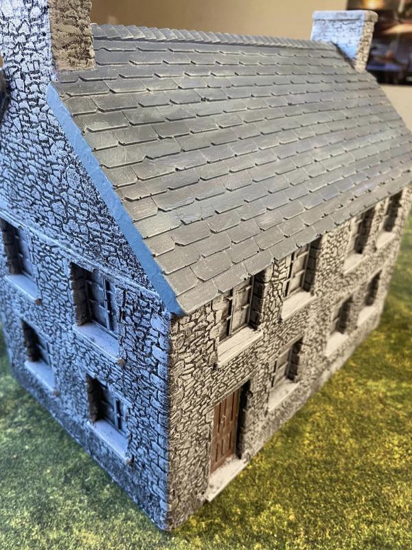 Stone House with Slate Roof--painted Brown stone--11.5 in. x 8.0 in. x 10.5 in.--AWAITING RESTOCK. #4