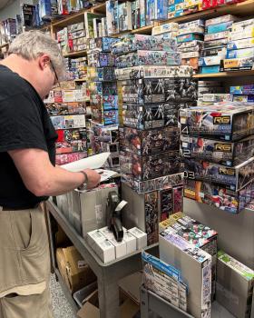 Man reviewing inventory